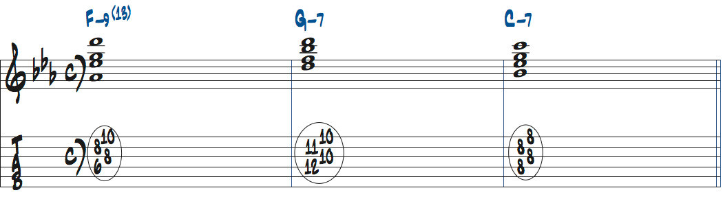 Fm9(13)-Gm7-Cm7楽譜