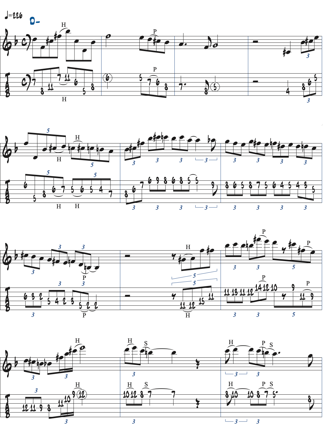 Cecil Alexanderが弾くオーグメントスケールアドリブ例楽譜ページ1