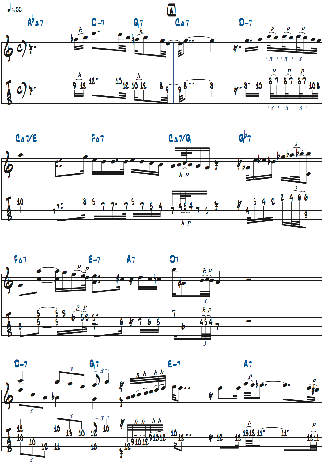 ギラッド・ヘクセルマンのSkylarkアドリブ・1コーラス目楽譜ページ1