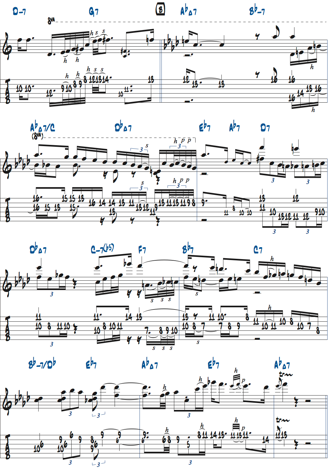 ギラッド・ヘクセルマンのSkylarkアドリブ・1コーラス目楽譜ページ2