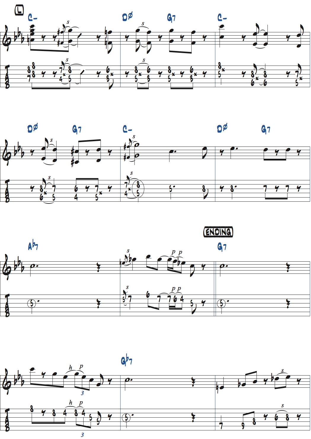 ジム・ホールの朝日のごとくさわやかに前テーマ楽譜ページ6