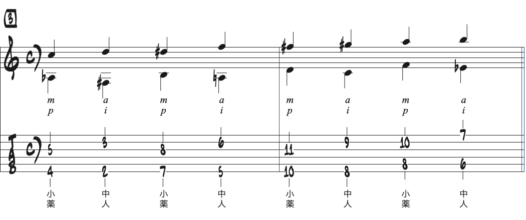 対位法の練習フレーズ3楽譜