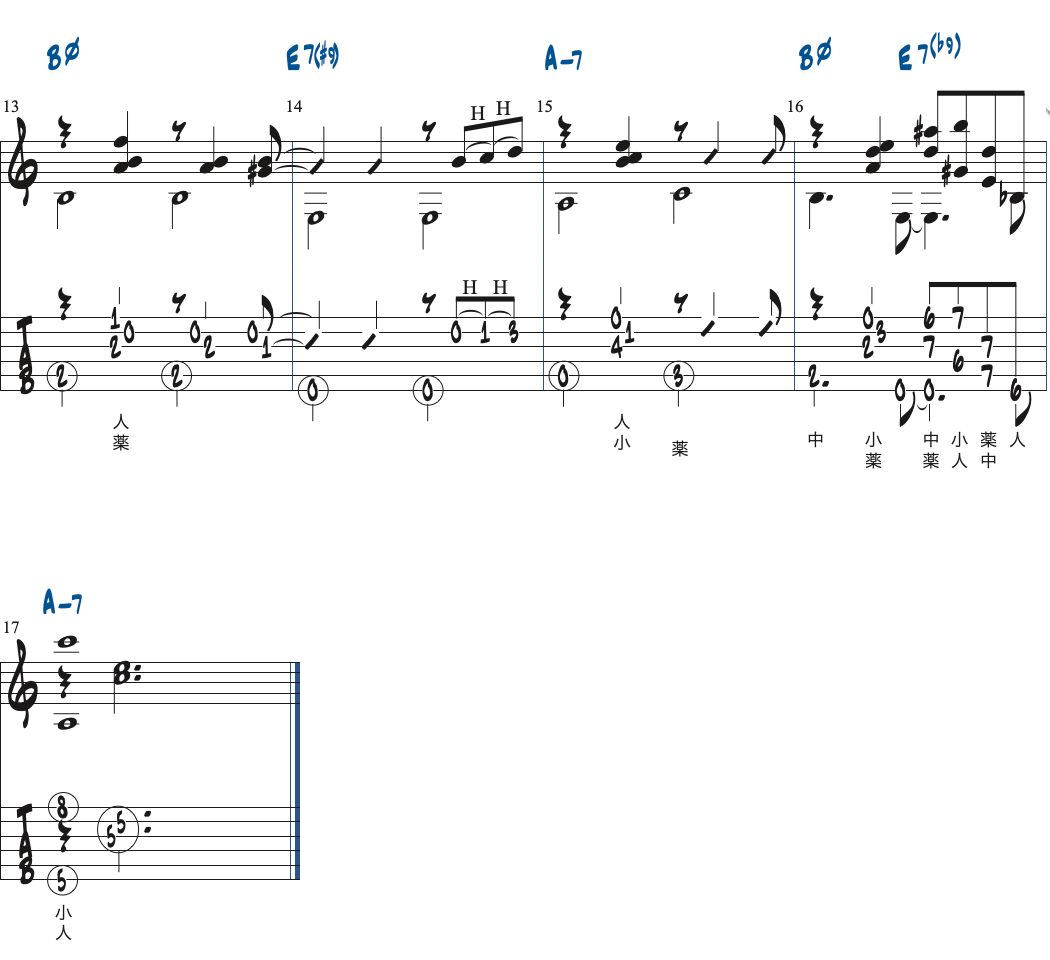 Black Orheusのコード進行を使ったアドリブ例楽譜ページ2