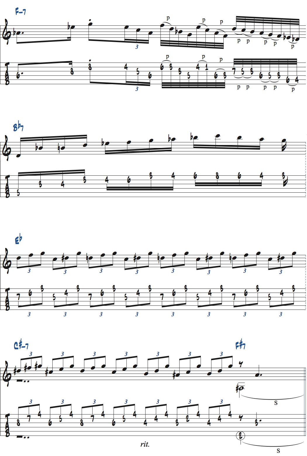 ジョー・パスのGiant Steps[D]セクション楽譜ページ3
