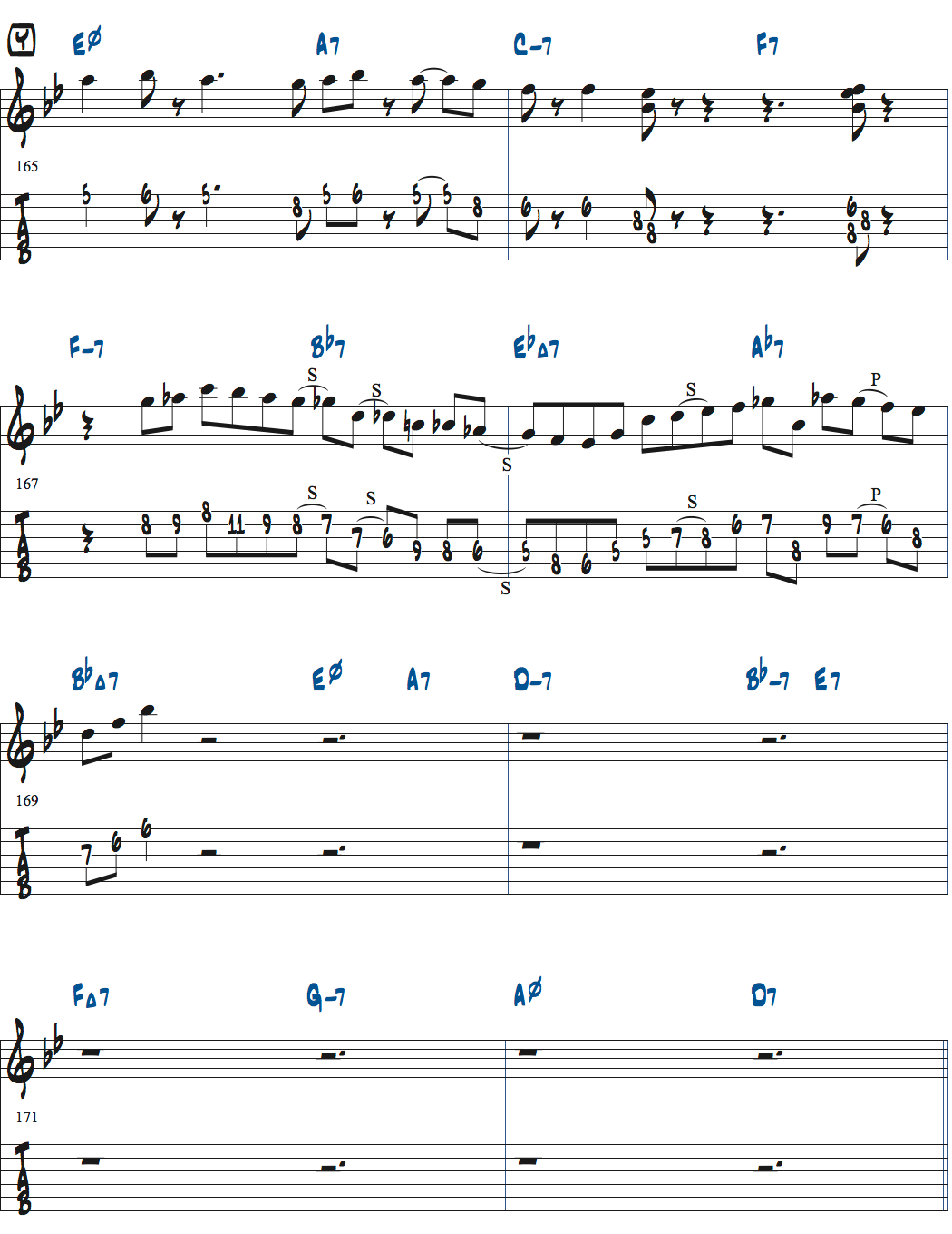 ジョナサン・クライスバーグの星影のステラドラムとの4バース楽譜ページ1