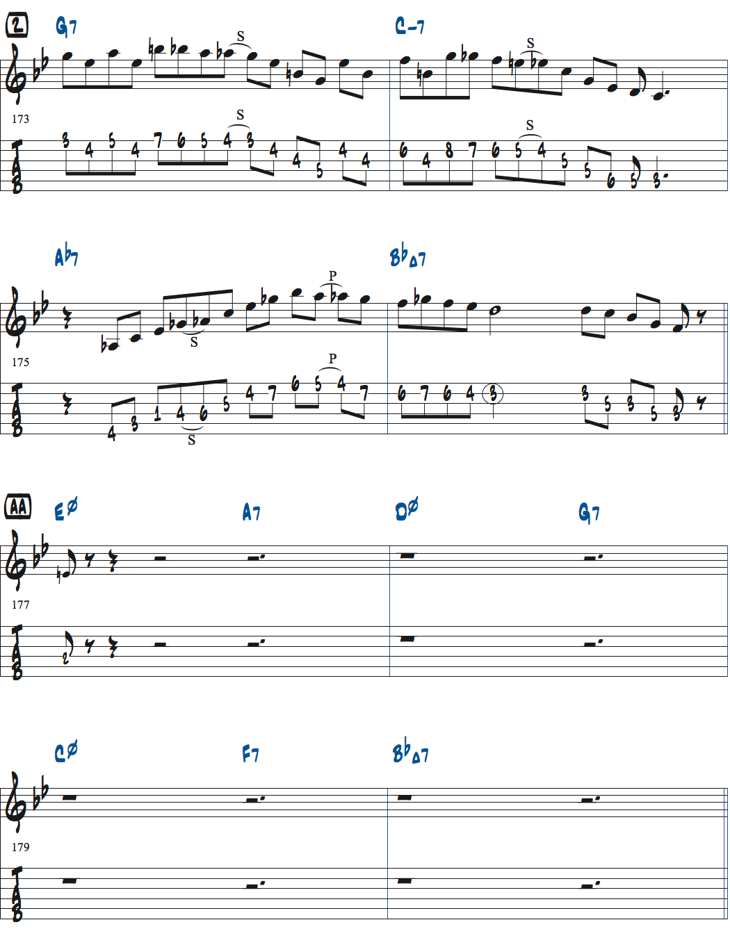 ジョナサン・クライスバーグの星影のステラドラムとの4バース楽譜ページ2