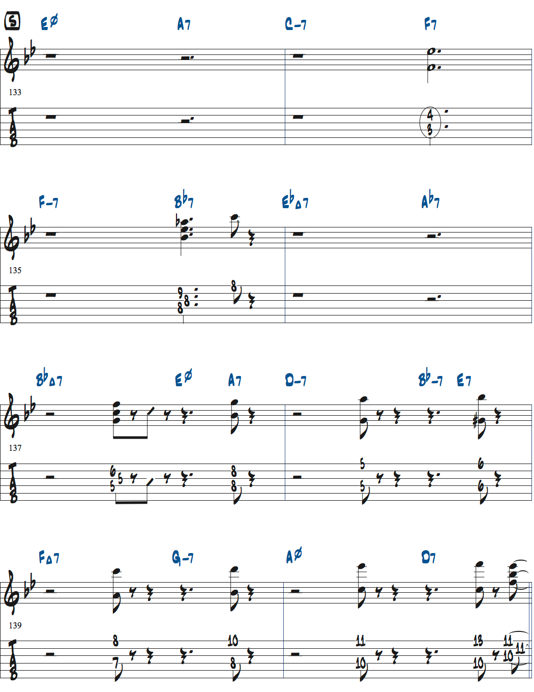 ジョナサン・クライスバーグの星影のステラベースソロのコンピング楽譜ページ3