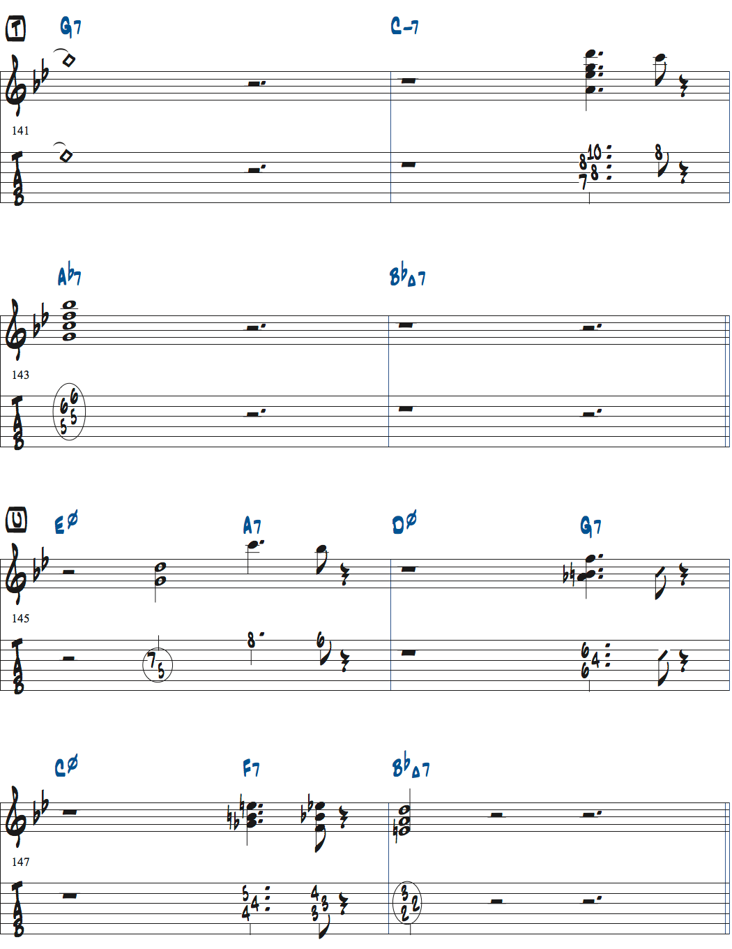 ジョナサン・クライスバーグの星影のステラベースソロのコンピング楽譜ページ4
