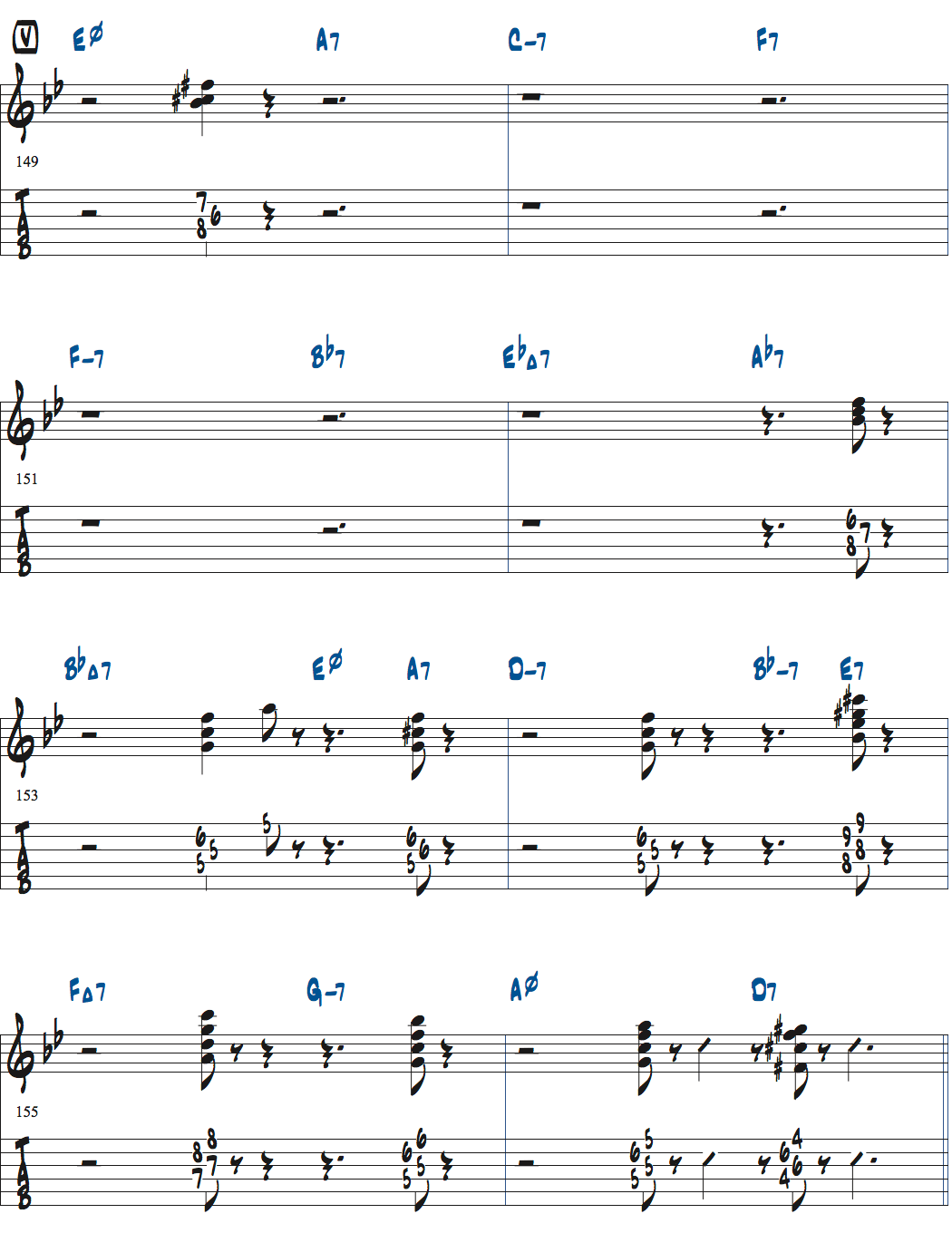 ジョナサン・クライスバーグの星影のステラベースソロのコンピング楽譜ページ5