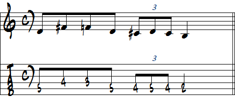 B　メシアンモード　No.3から出来る4和音　1音おき2音おき積み楽譜