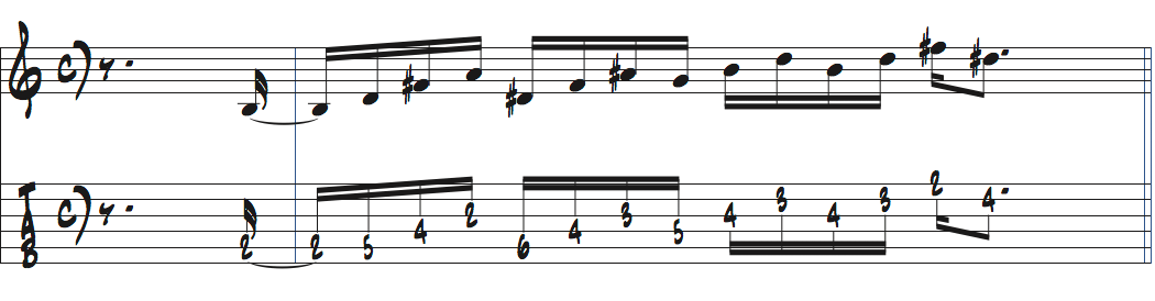 メシアンモードをシンメトリーで弾くアイデア2楽譜