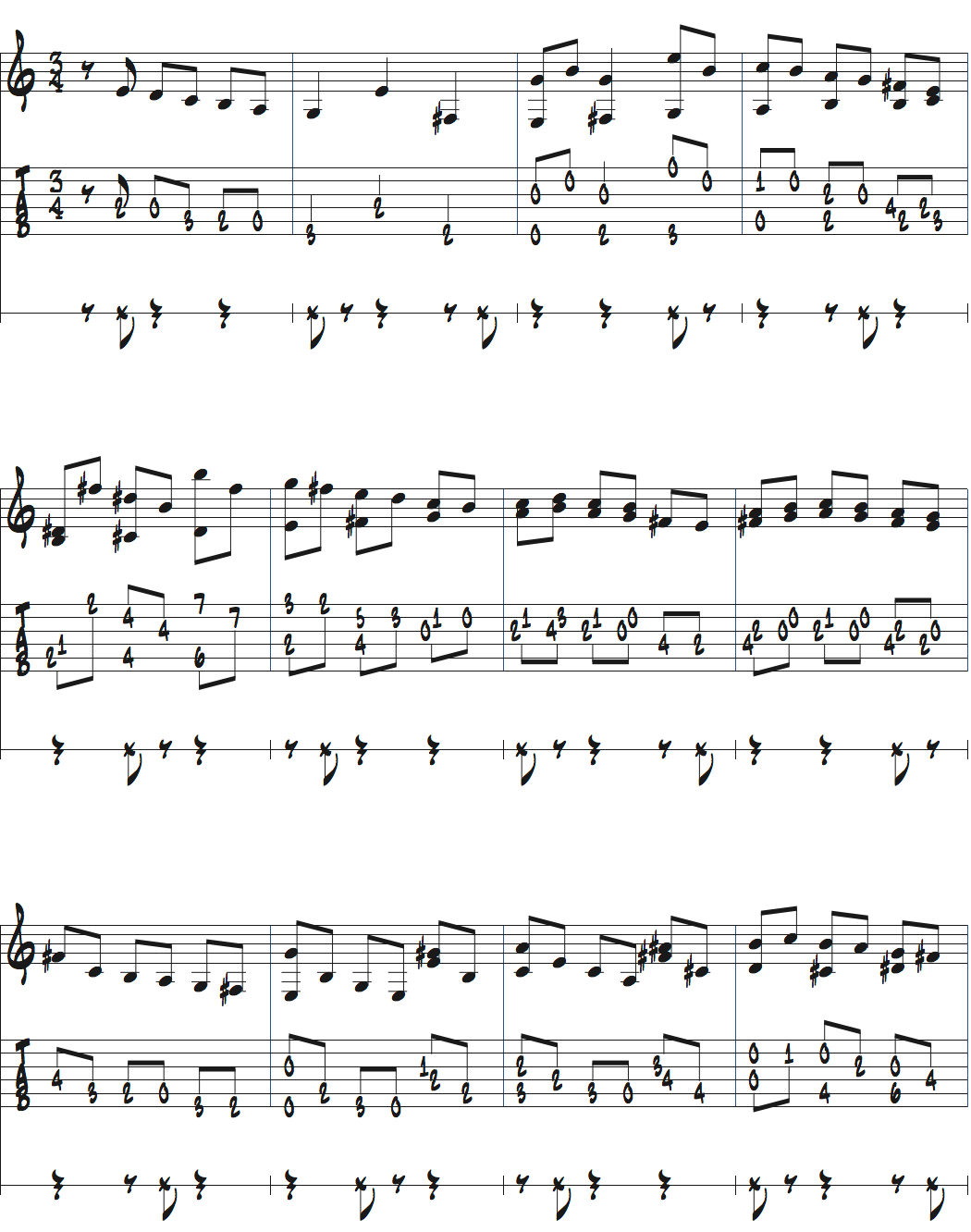 メトロノームを2拍半ごとに鳴らして練習するストレートのノリページ1楽譜