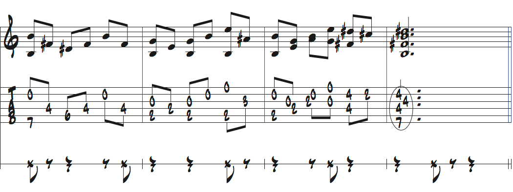メトロノームを2拍半ごとに鳴らして練習するストレートのノリページ4楽譜