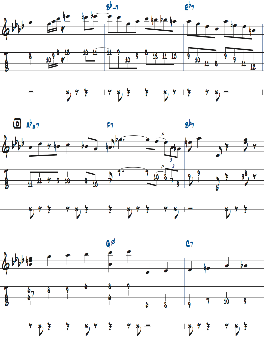 メトロノームを2拍半ごとに鳴らして練習するスウィング（ドナ・リー）のノリページ6楽譜