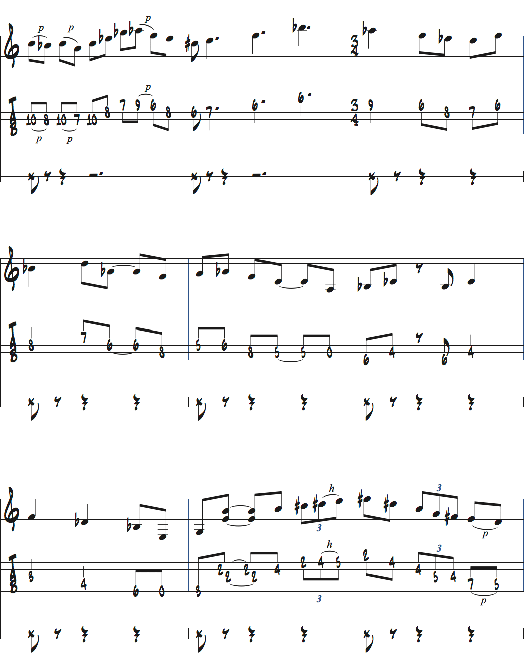 メトロノームをいろいろな拍子の1拍めと捉える練習楽譜ページ3
