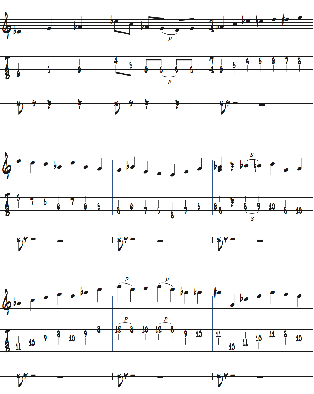 メトロノームをいろいろな拍子の1拍めと捉える練習楽譜ページ4