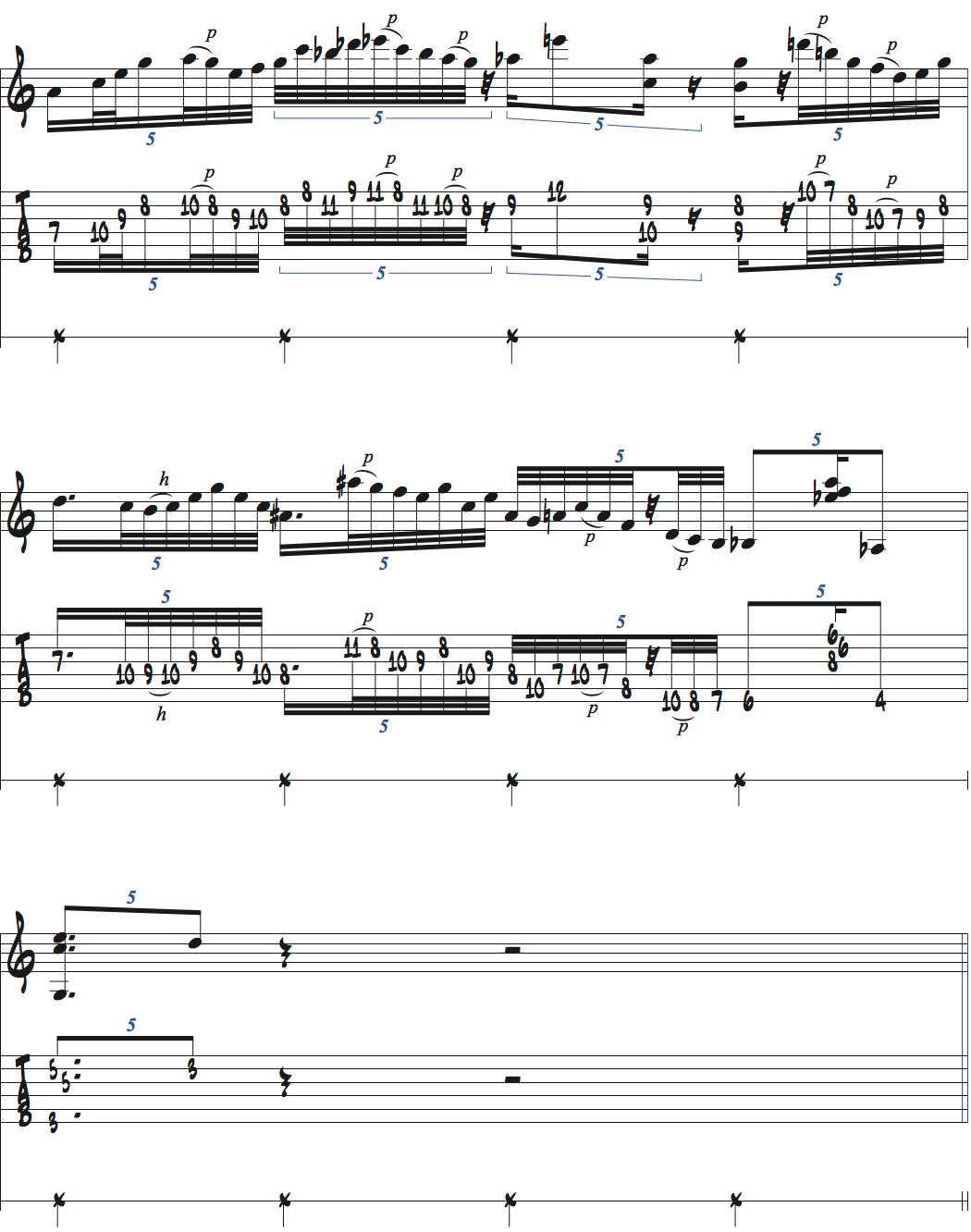 5連符を使ったメトロノーム練習ページ5楽譜