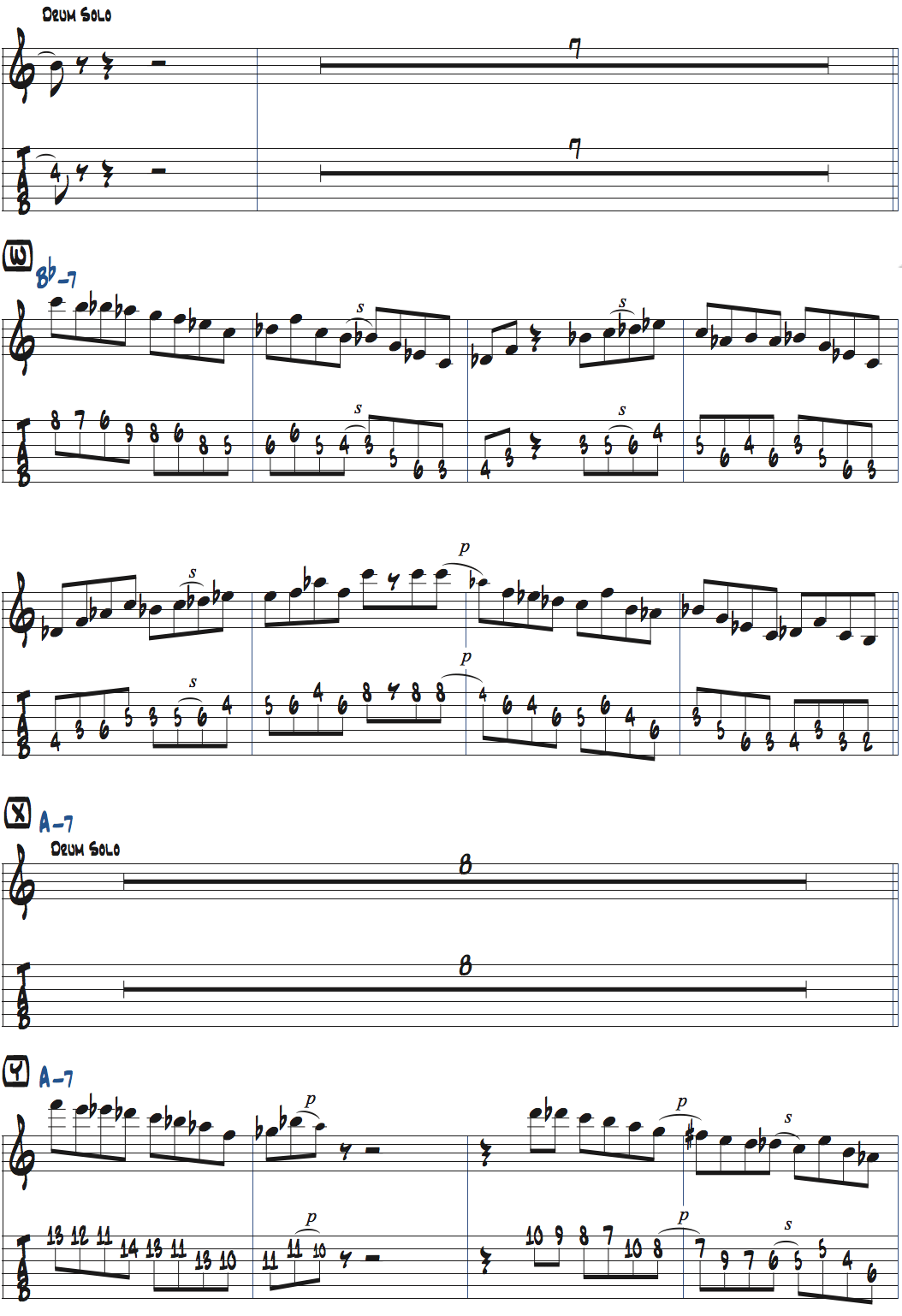 パット・マルティーノimpressionsのドラムとの8バース楽譜ページ2