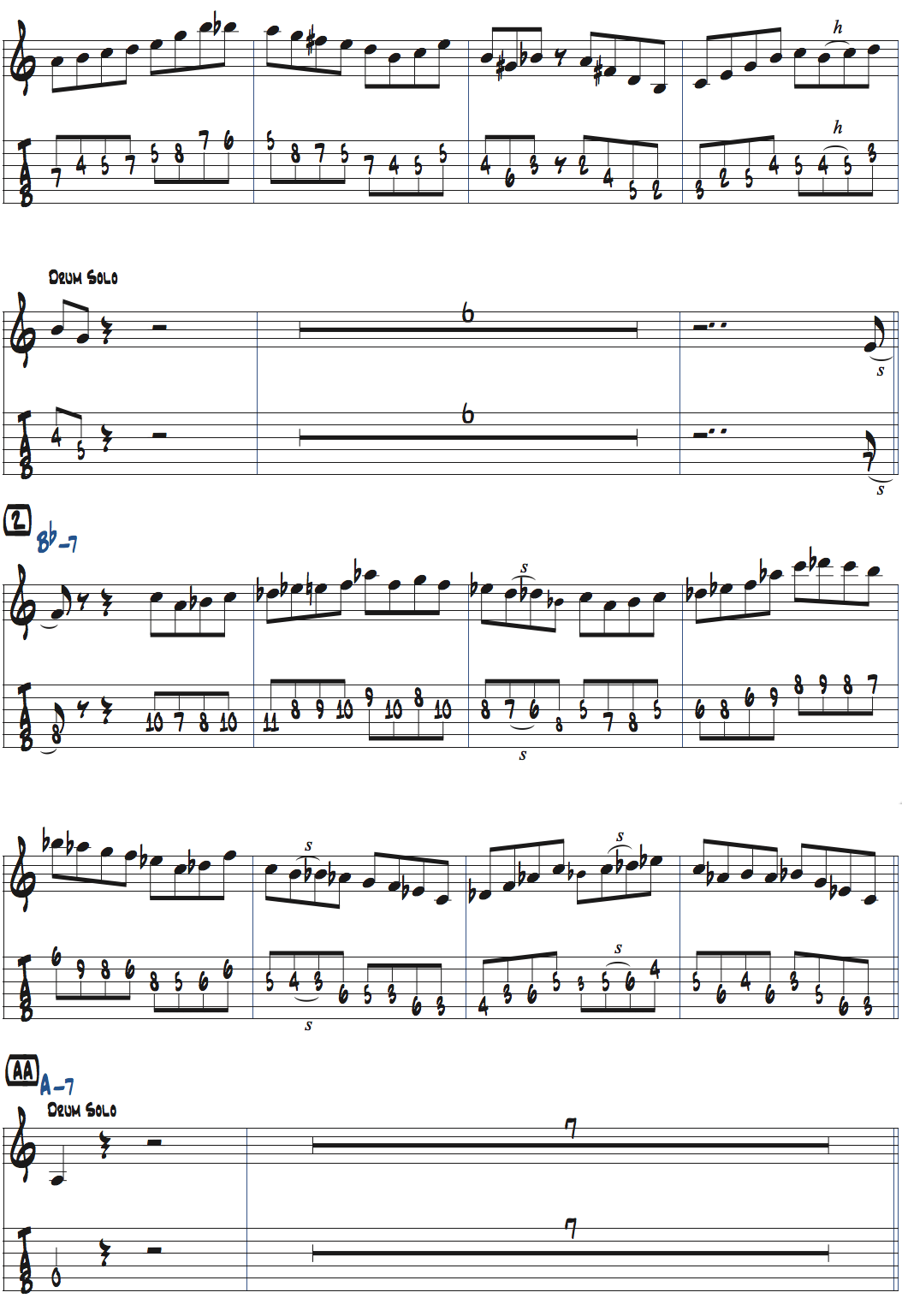 パット・マルティーノimpressionsのドラムとの8バース楽譜ページ3