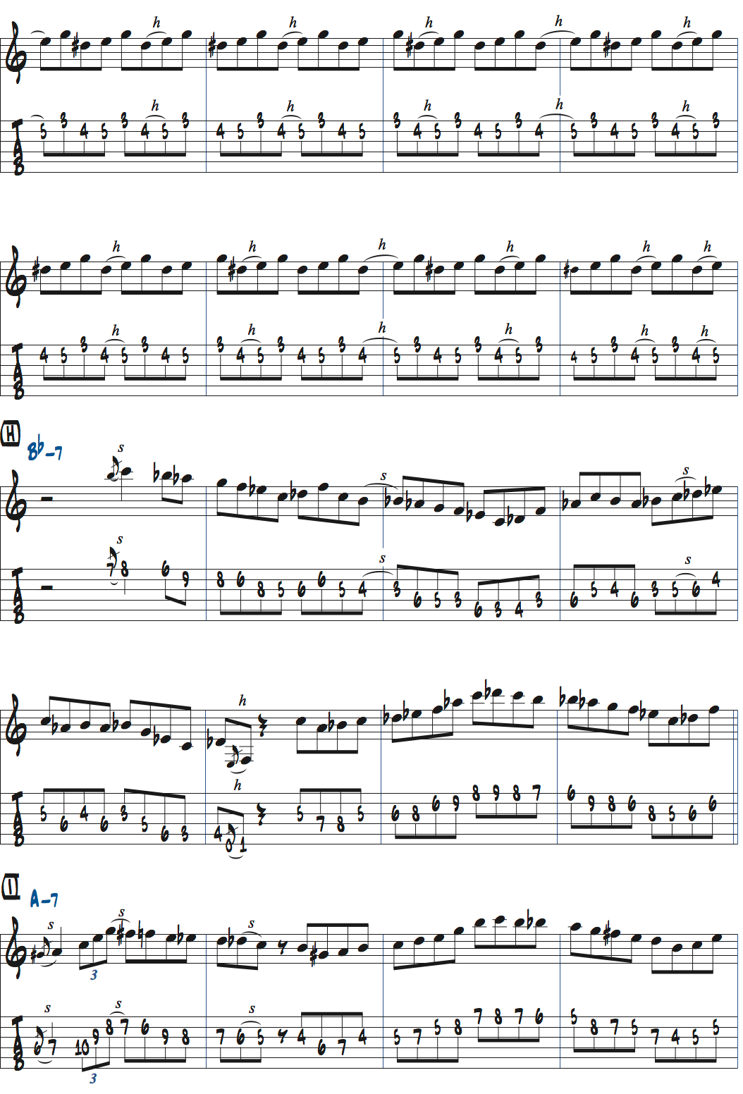 パット・マルティーノimpressionsのアドリブ2コーラス目楽譜ページ2