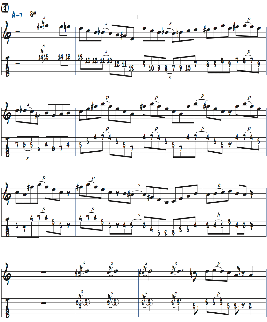 パット・マルティーノimpressionsのアドリブ3コーラス目楽譜ページ1
