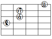 m7(b5,11)ドロップ2ヴォイシング4弦ルート基本形