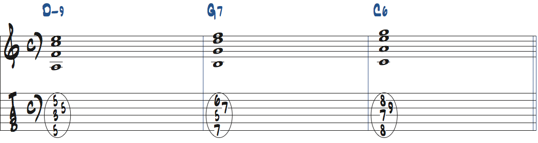 7コードをDm9-G7-C6で使った楽譜